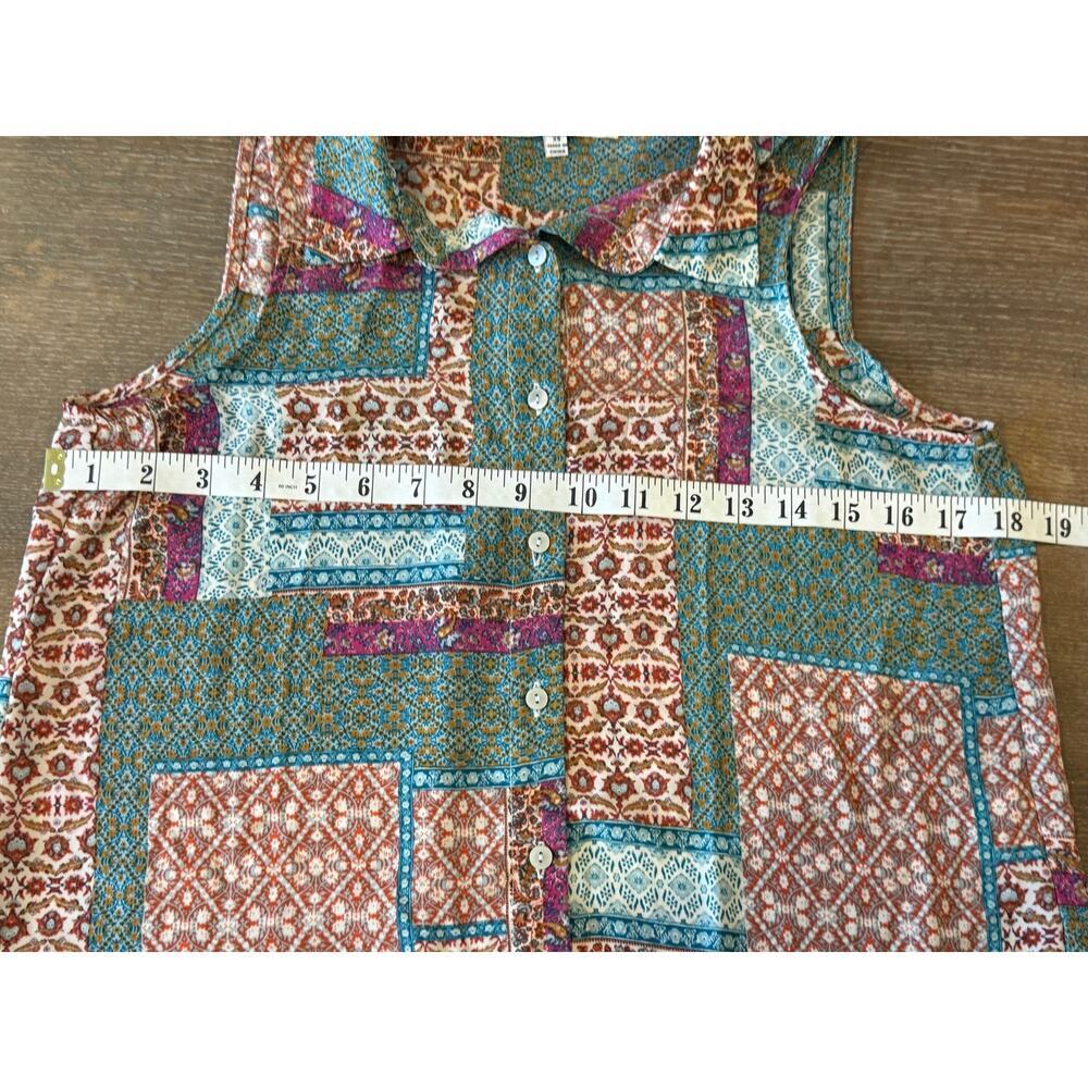 ROSE + OLIVE Casual Sleeveless button down Botanical Print Shirt Top Blouse XS - Picture 7 of 8